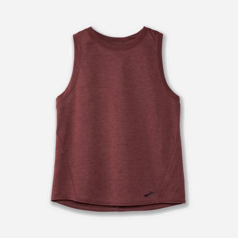 Brooks Distance Australia - Women's Running Tank Top - Heather Terracotta/Burgundy (175920-DQM)